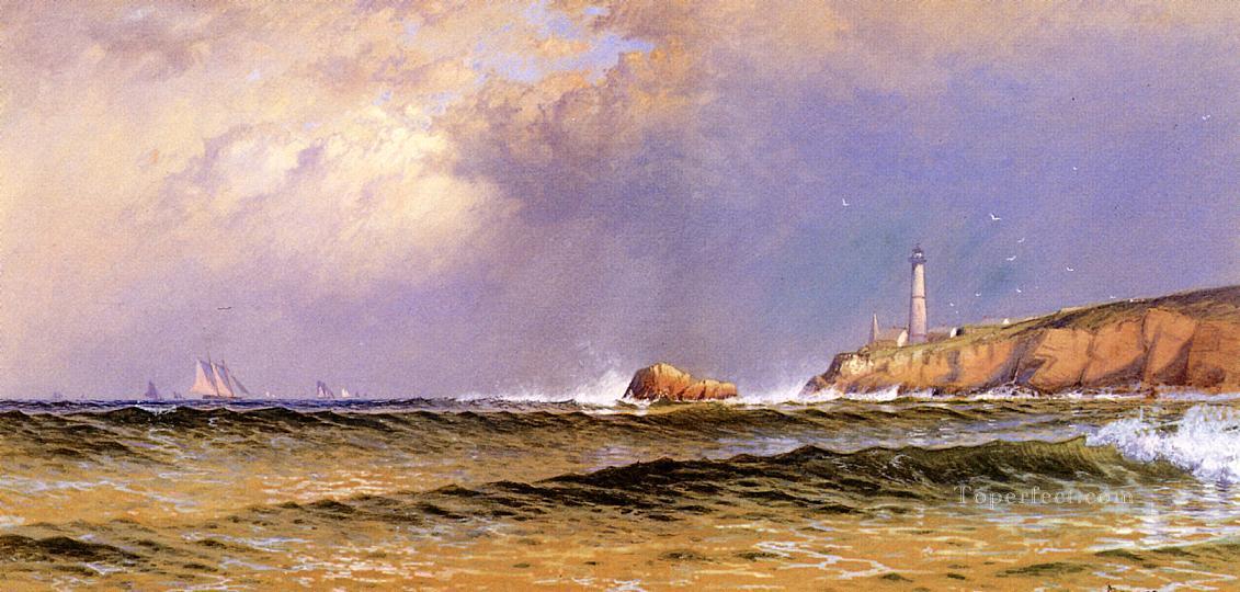 灯台のある海岸の風景 モダンなビーチサイド アルフレッド・トンプソン・ブリチャー油絵